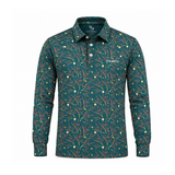 Men’s Botanical Print Stretchable Long Sleeve Golf Polo