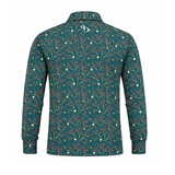 Men’s Botanical Print Stretchable Long Sleeve Golf Polo