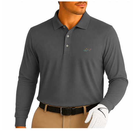 Long Sleeve Solid Pique Golf Polo
