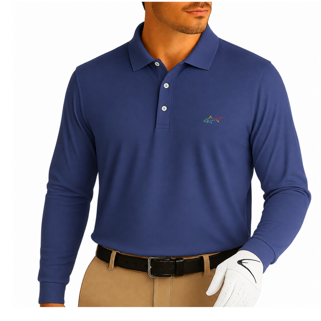 Long Sleeve Solid Pique Golf Polo