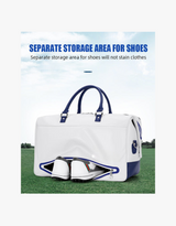 Golf Waterproof Boston Bag with shoe compartment - White/Blue