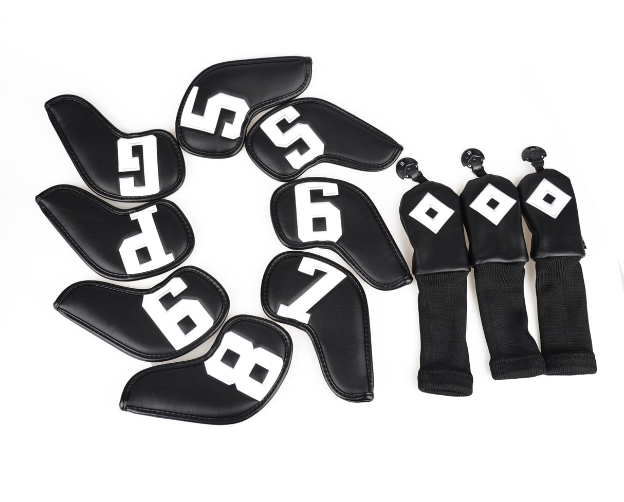 Lightweight PU Golf Headcovers – 11-Piece Iron & Hybrid Set