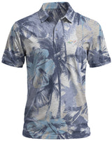 Men's Tropical Print Golf Polo – Blue & Beige