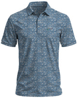 Men's “Teal Motion” Printed Golf Polo