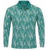 Men’s Abstract Splatter Printed Long Sleeve Golf Polo