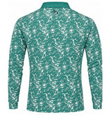Men’s Abstract Splatter Printed Long Sleeve Golf Polo
