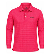 Men’s Micro Geometric Printed Stretchable Long Sleeve Golf Polo