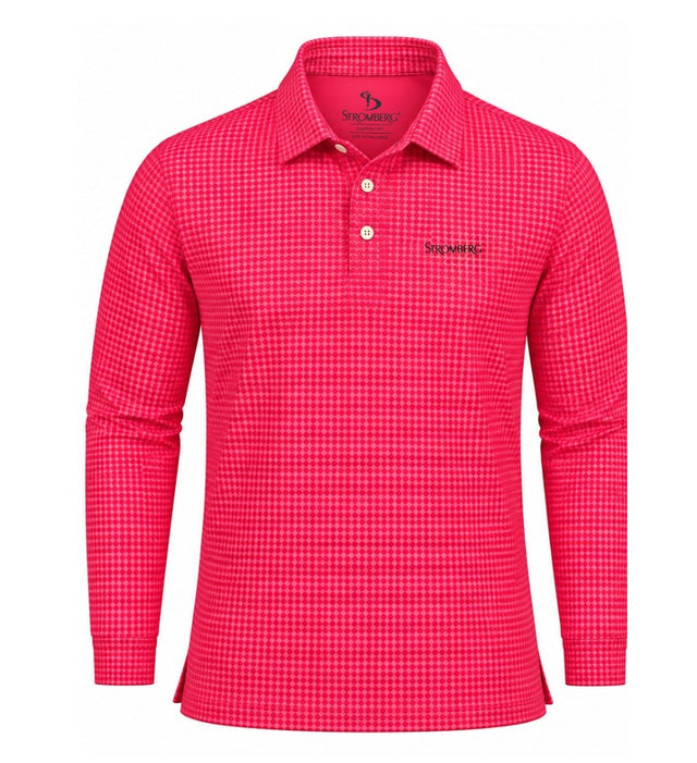 Men’s Micro Geometric Printed Stretchable Long Sleeve Golf Polo
