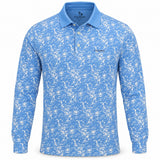 Men’s Abstract Splatter Printed Long Sleeve Golf Polo