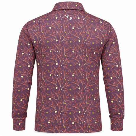 Men’s Botanical Print Stretchable Long Sleeve Golf Polo