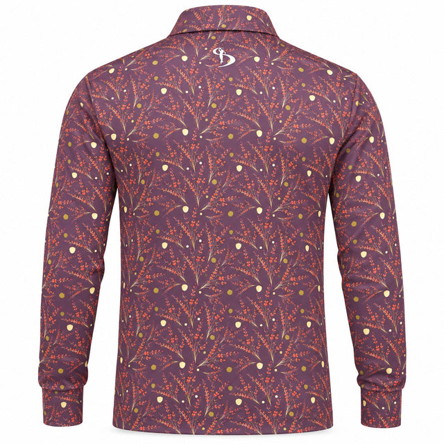 Men’s Botanical Print Stretchable Long Sleeve Golf Polo