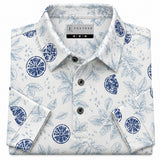 Citrus Bloom Print Short Sleeve Golf Polo Shirt