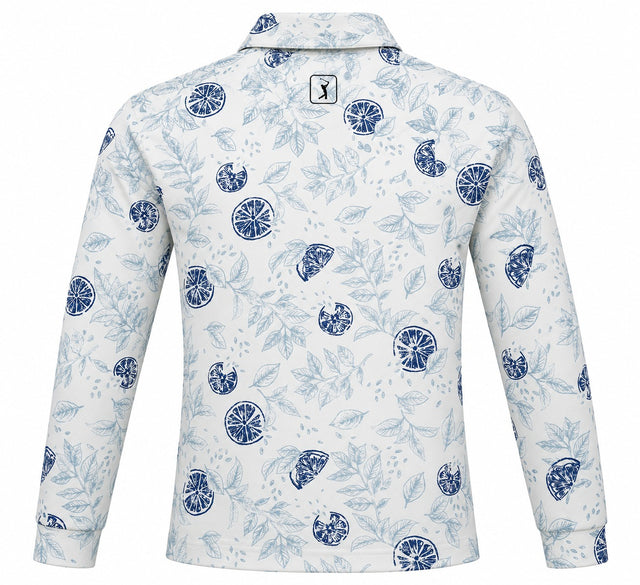 Citrus Bloom Print Short Sleeve Golf Polo Shirt