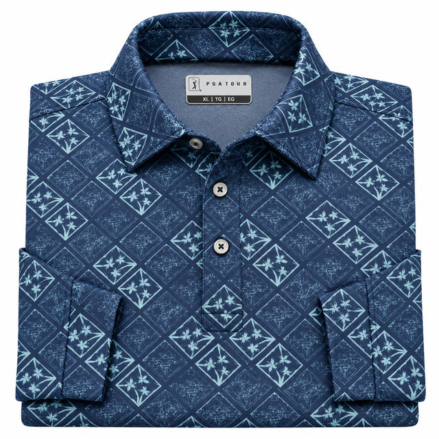 Energized Print Full Sleeve Golf Polo Shirt