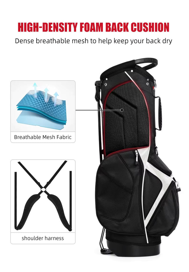 Men's Lightweight 14 Way Divider Golf Stand Bag - Black