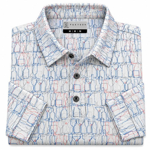 Artistic Glassware Print Full Sleeve Sleeve Golf Polo Shirt