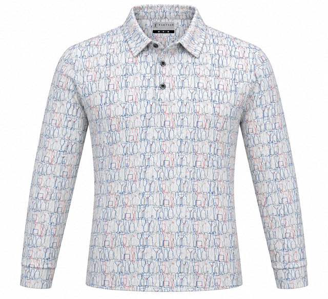 Artistic Glassware Print Full Sleeve Sleeve Golf Polo Shirt