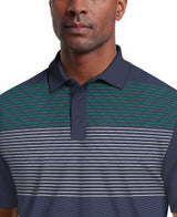 Layered Stripe Print Short Sleeve Golf Polo Shirt