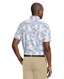 Linear Botanical Print Short Sleeve Golf Polo Shirt