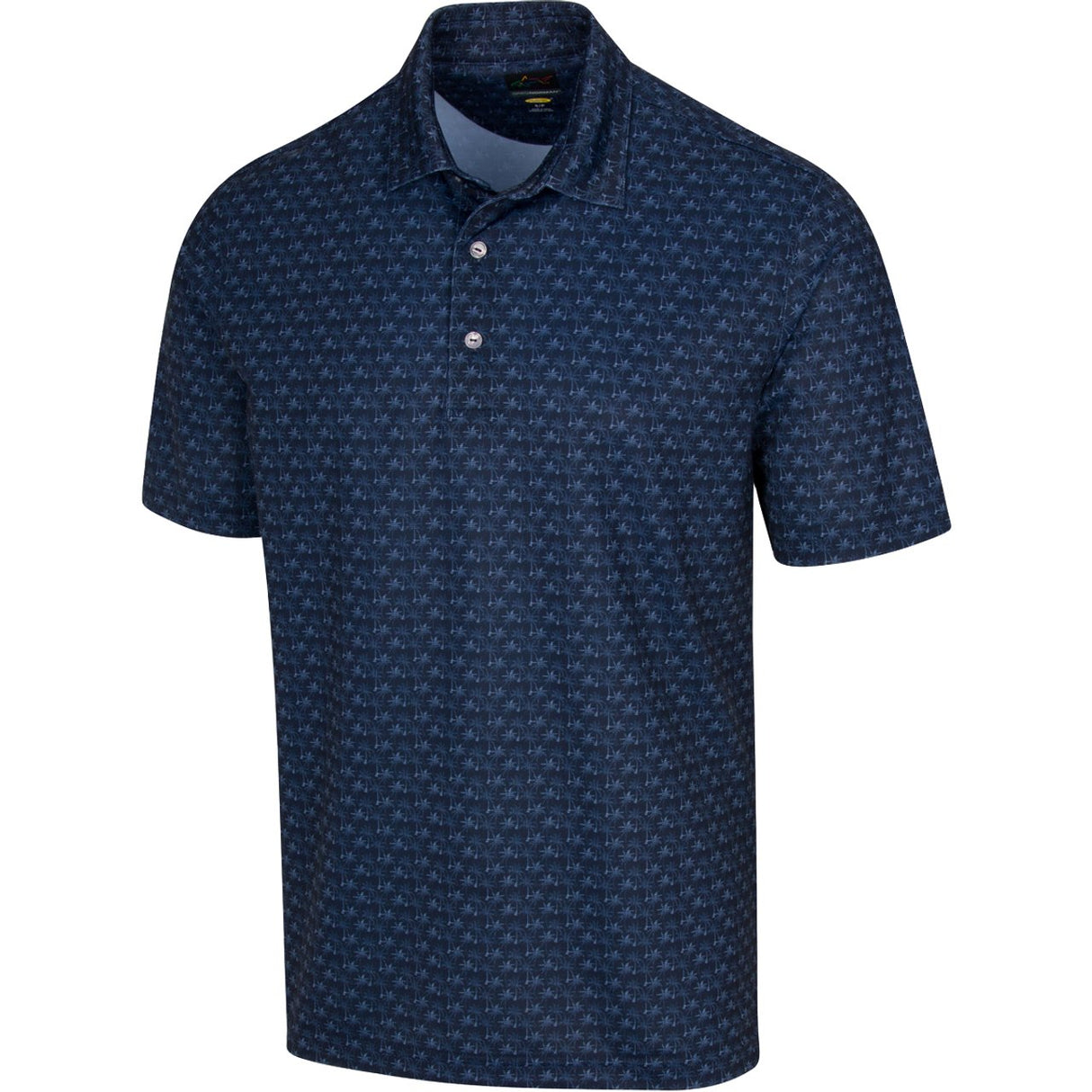 Freedom Micro Pique Palm Print Golf Polo T shirt - Navy