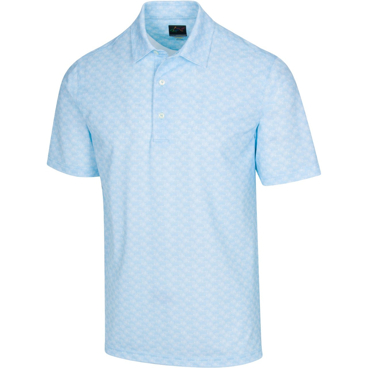 Freedom Micro Pique Palm Print Golf Polo T shirt - Misty Blue