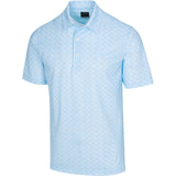 Freedom Micro Pique Palm Print Golf Polo T shirt - Misty Blue