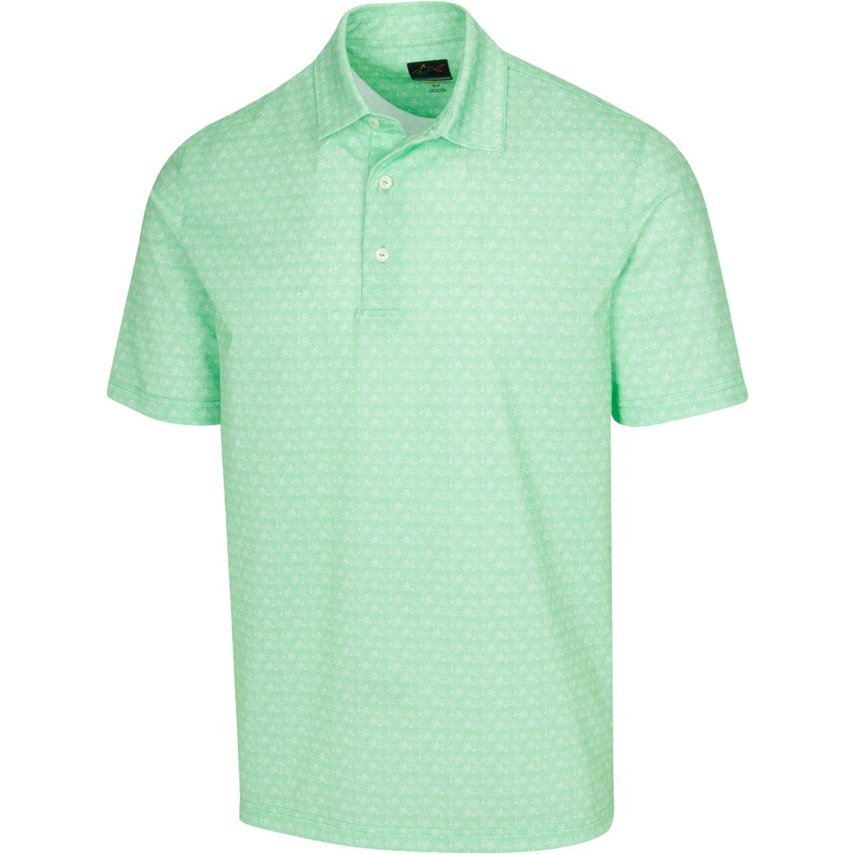 Freedom Micro Pique Palm Print Polo T Shirt Lime Meadow