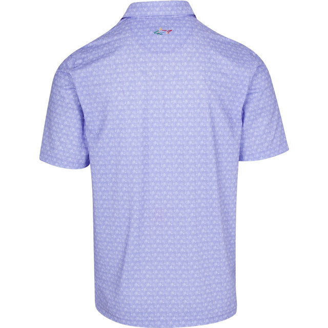 Freedom Micro Pique Palm Print Polo T shirt - Lavender Ice