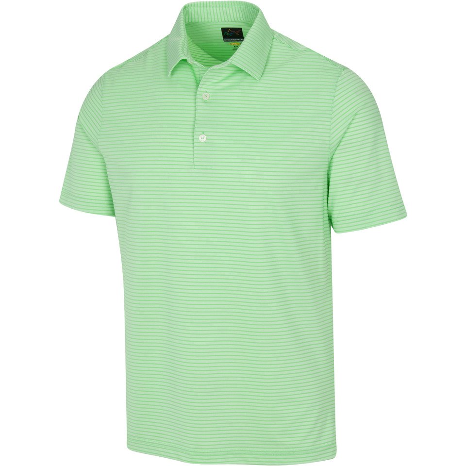 Freedom Micro Pique Classic Stripe Golf Polo T shirt - Lime Meadow