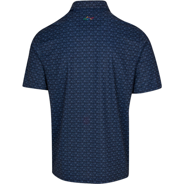 Freedom Micro Pique Palm Print Golf Polo T shirt - Navy