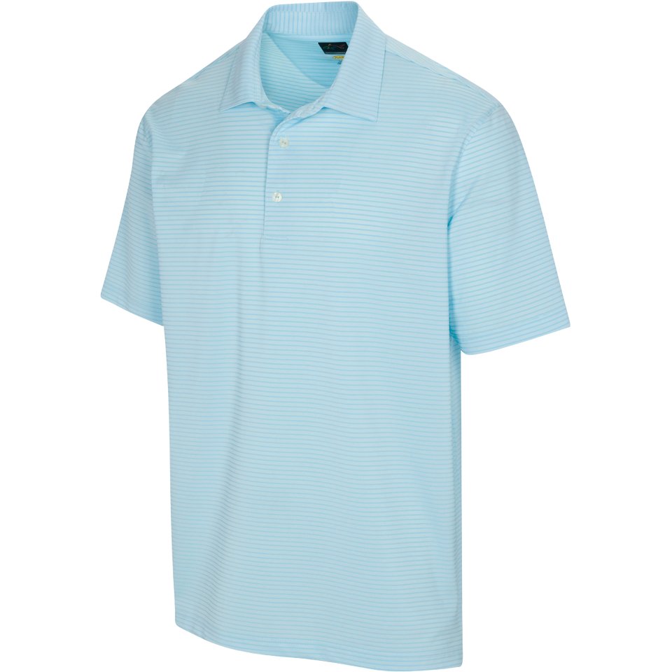 Freedom Micro Pique Classic Stripe Polo  T Shirt - Misty blue