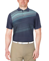 PGA Tour Asymmetric Stripe Print Short Sleeve Golf Polo Shirt