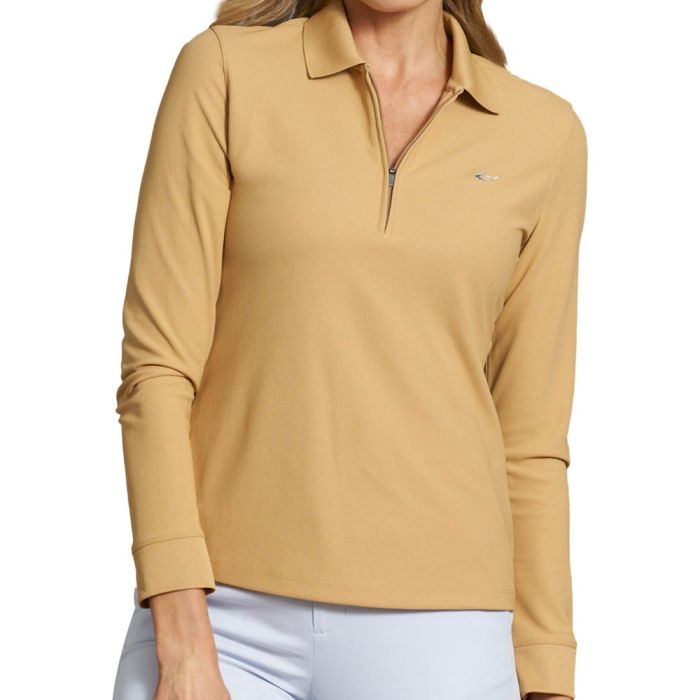 Women's Long Sleeve Classic Pique Polo T-Shirt - Black