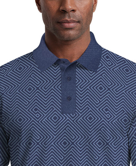Linear Jaspe Print Short Sleeve Golf Polo Shirt