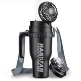 HandFan Upgraded 40 OZ Stainless Steel Vacuum Insulated Tumbler with Lid and Straw for Water, Iced Tea or Coffee