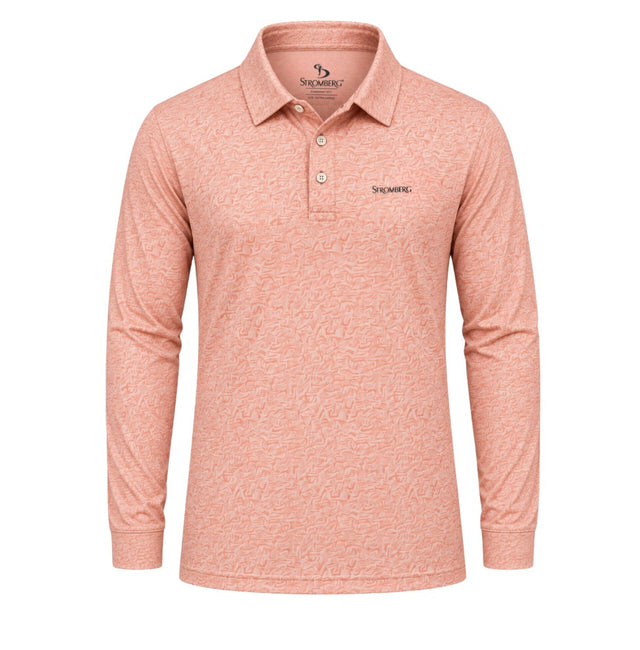 Men’s Abstract Scribble Printed Long Sleeve Golf Polo