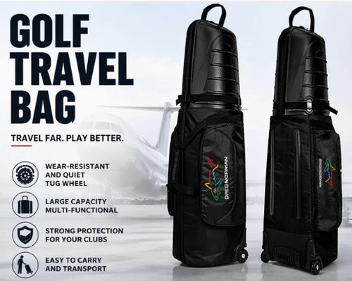 Hardcase Golf Travel Bag - Wheels, Anti-Collision Design Hard Shell on Top