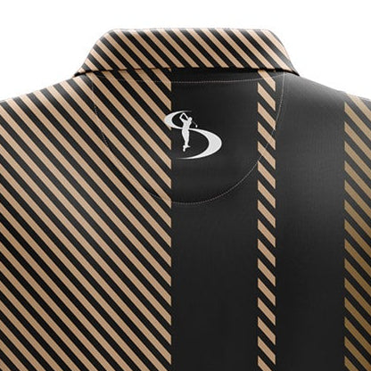 Men's Noir Gold Stripe Golf Polo
