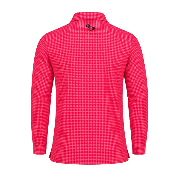Men’s Micro Geometric Printed Stretchable Long Sleeve Golf Polo