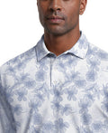 Linear Botanical Print Short Sleeve Golf Polo Shirt