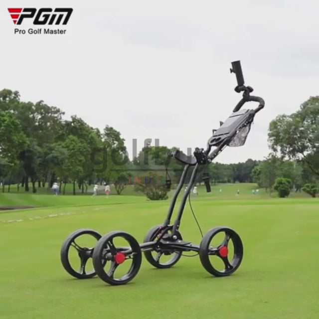 Foldable Push Golf Trolley Four Wheel Manual Golf trolley With Umbrella Stand