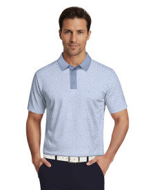 Linear Jaspe Print Short Sleeve Golf Polo Shirt