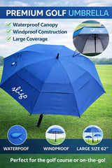 Golf Umbrella – Black, Auto Open, Double Canopy Design
