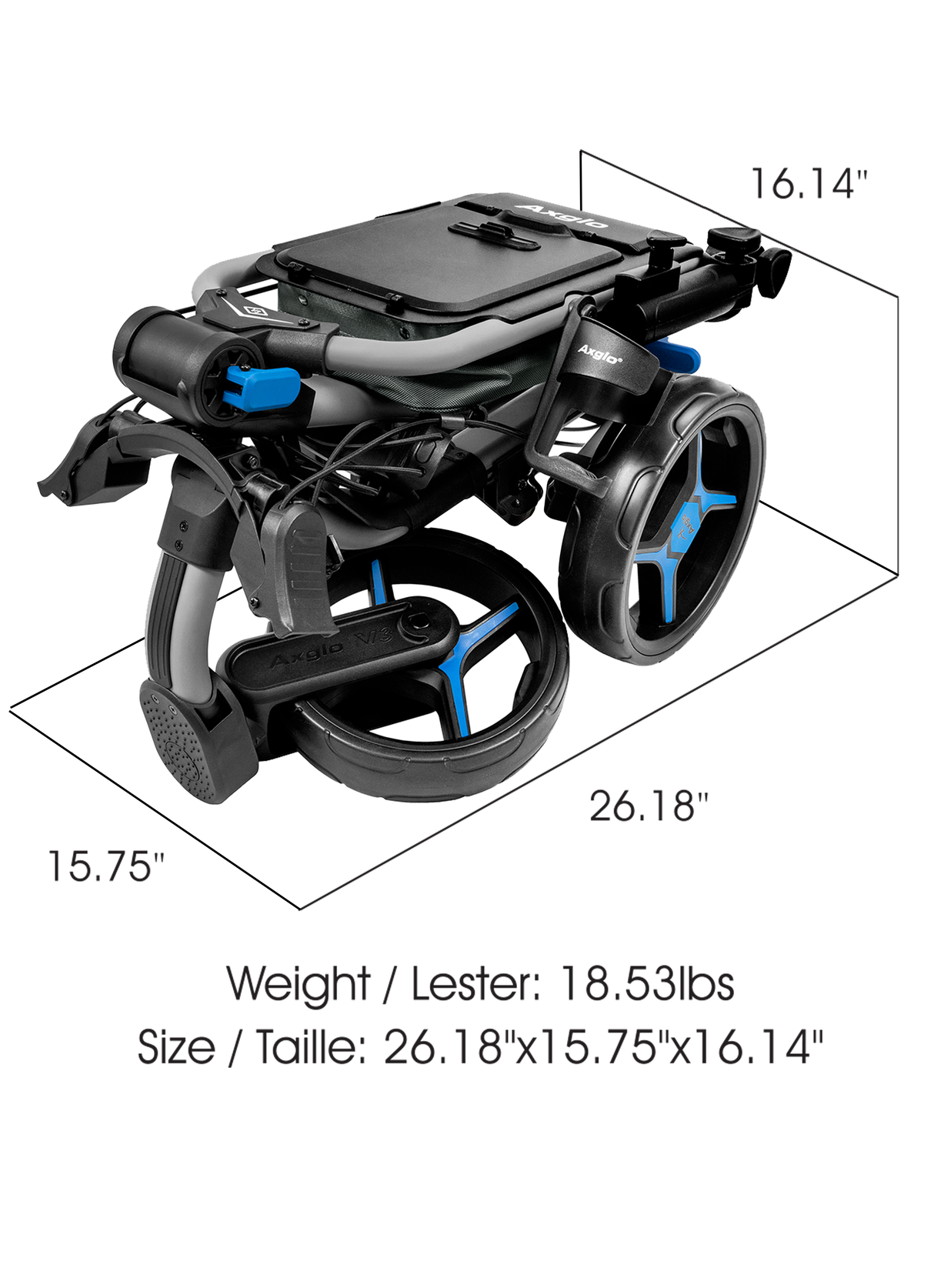 Axglo V3 Three Wheel Push Cart